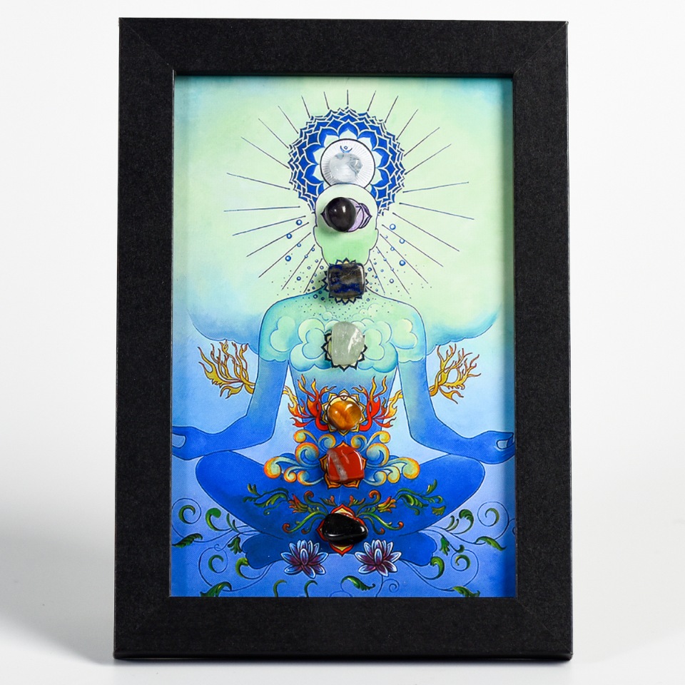 Yoga and Seven Chakras Picture Frame Decoration With Crystal Stone 5